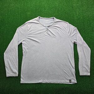 Lucky Brand Henley Tshirt Mens XL Light Blue Long Sleeve Preppy Casual‎ Beach
